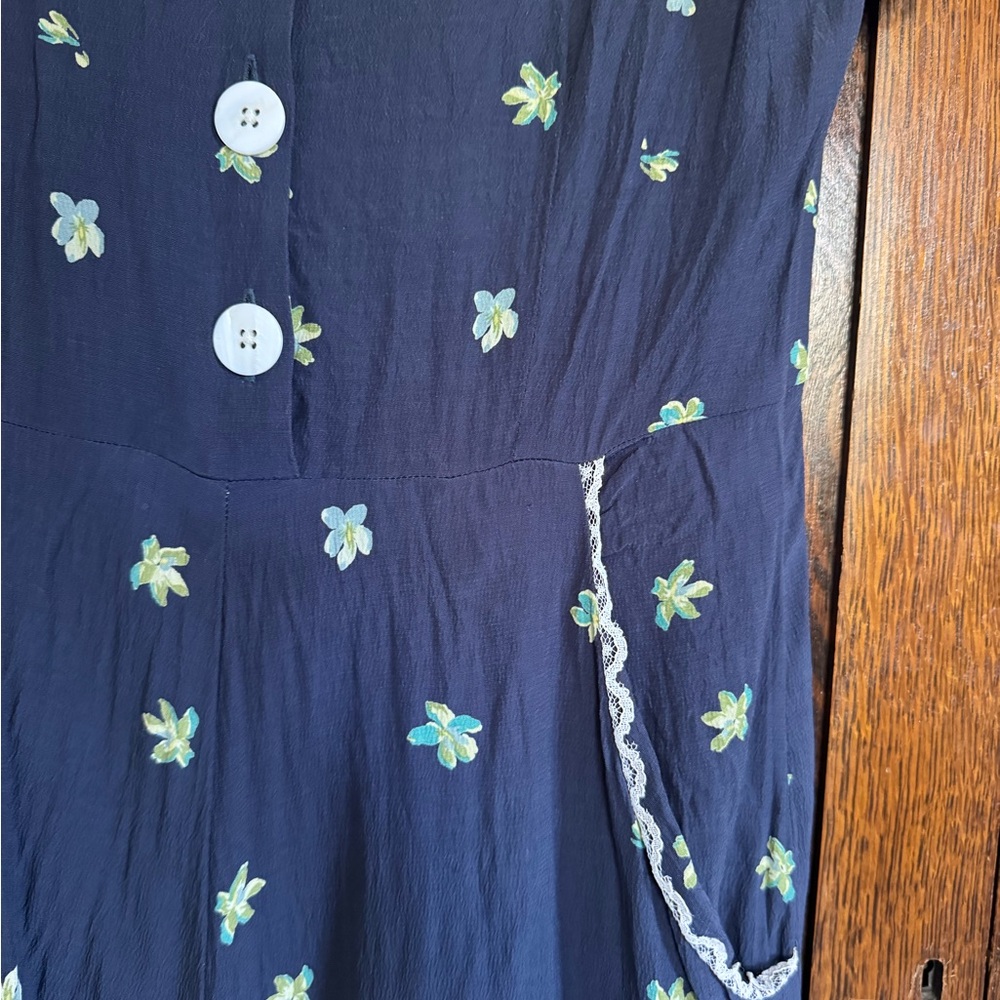 Christy Dawn Sebastian Navy Blue Floral Dress - Picture 3 of 4